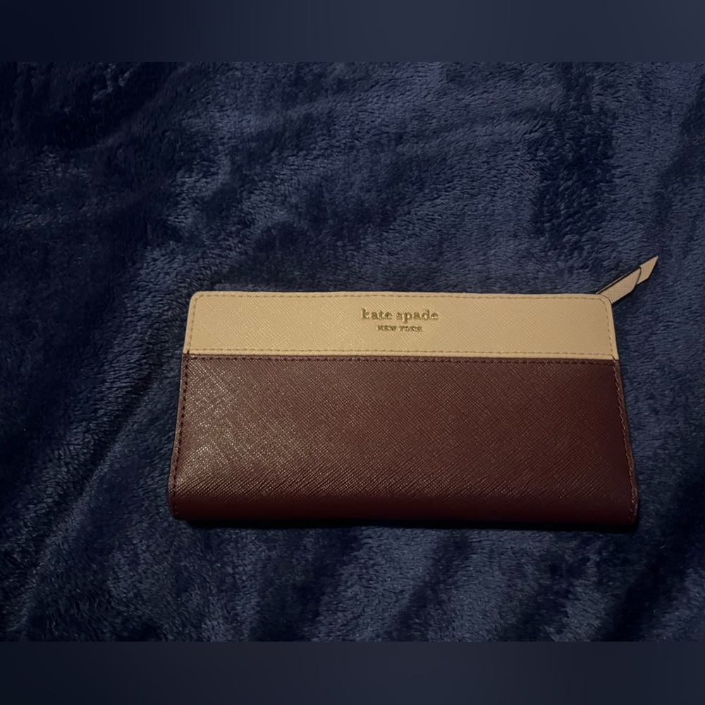 Kate Spade NY light/dark  color-block purple bifold slim wallet